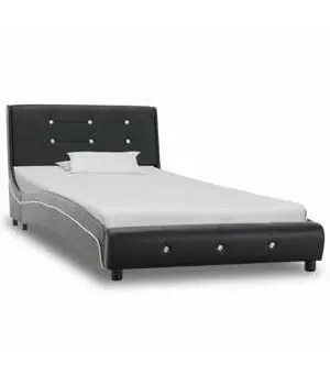 Rám postele čierny umelá koža 90×200 cm